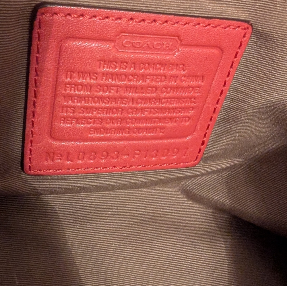 Coach Red Orange Hamilton Turnlock Caryall Shoulder Bag F13091 - Picture 9 of 14
